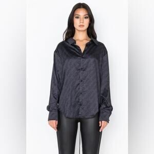 Akira ANTI-SOCIAL SATIN TOP lace up back black